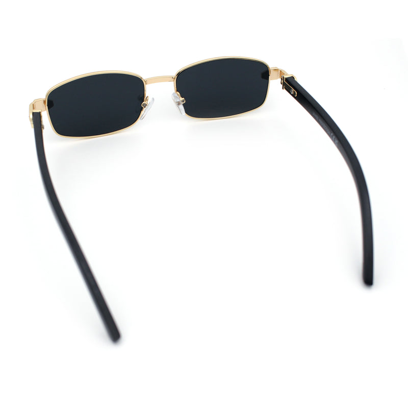 Luxury 90s Gangster Narrow Rectangle Jaguar Head Hinge Sunglasses
