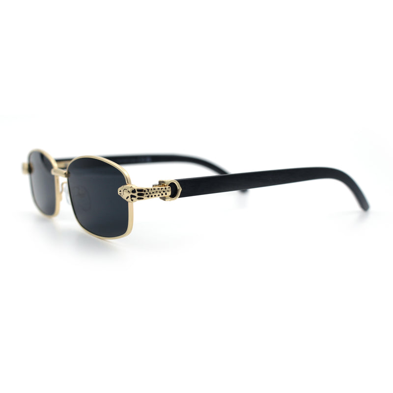 Luxury 90s Gangster Narrow Rectangle Jaguar Head Hinge Sunglasses