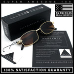 Luxury 90s Gangster Narrow Rectangle Jaguar Head Hinge Sunglasses