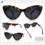 Womens Luxury Fashion Thick Plastic Oversized Cat Eye Sunglasses