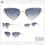 Luxury Gangster Rimless Cat Eye Jaguar Head Hinge Showy Sunglasses