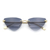 Luxury Gangster Rimless Cat Eye Jaguar Head Hinge Showy Sunglasses