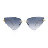 Luxury Gangster Rimless Cat Eye Jaguar Head Hinge Showy Sunglasses