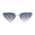Luxury Gangster Rimless Cat Eye Jaguar Head Hinge Showy Sunglasses