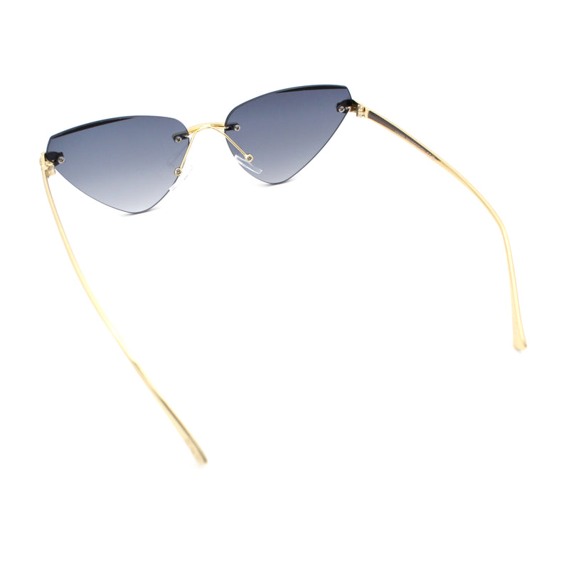 Luxury Gangster Rimless Cat Eye Jaguar Head Hinge Showy Sunglasses