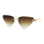 Luxury Gangster Rimless Cat Eye Jaguar Head Hinge Showy Sunglasses