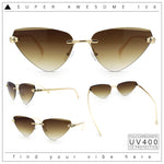 Luxury Gangster Rimless Cat Eye Jaguar Head Hinge Showy Sunglasses