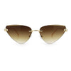 Luxury Gangster Rimless Cat Eye Jaguar Head Hinge Showy Sunglasses