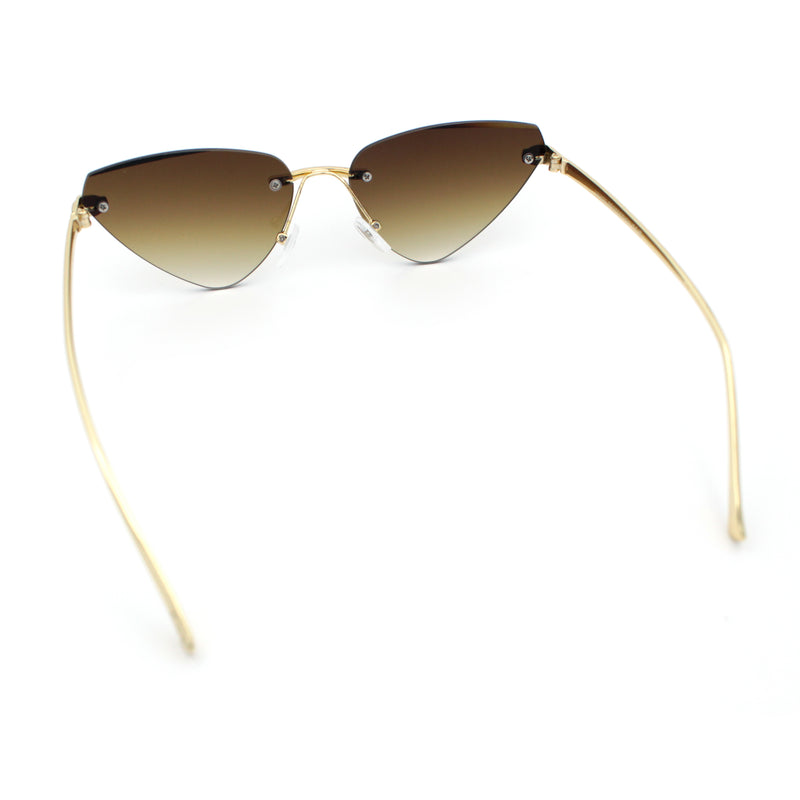 Luxury Gangster Rimless Cat Eye Jaguar Head Hinge Showy Sunglasses