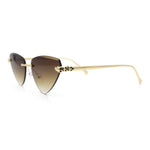 Luxury Gangster Rimless Cat Eye Jaguar Head Hinge Showy Sunglasses