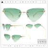 Luxury Gangster Rimless Cat Eye Jaguar Head Hinge Showy Sunglasses