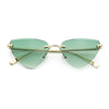 Luxury Gangster Rimless Cat Eye Jaguar Head Hinge Showy Sunglasses