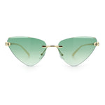 Luxury Gangster Rimless Cat Eye Jaguar Head Hinge Showy Sunglasses