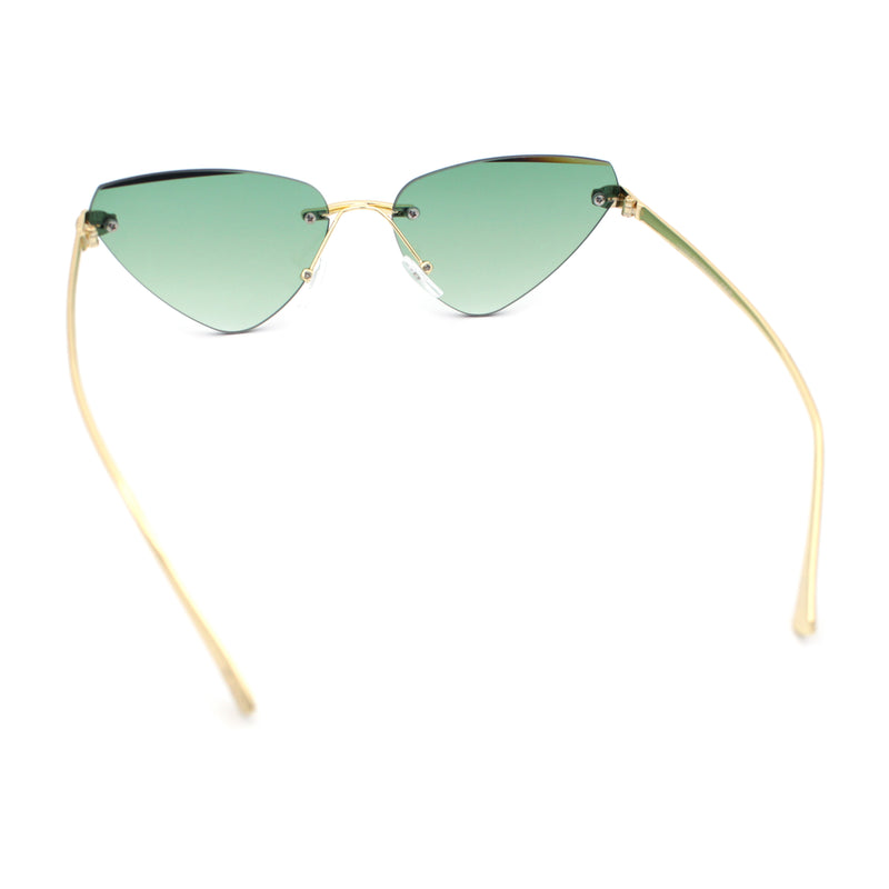 Luxury Gangster Rimless Cat Eye Jaguar Head Hinge Showy Sunglasses