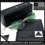 Luxury Gangster Rimless Cat Eye Jaguar Head Hinge Showy Sunglasses