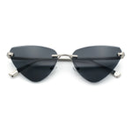 Luxury Gangster Rimless Cat Eye Jaguar Head Hinge Showy Sunglasses