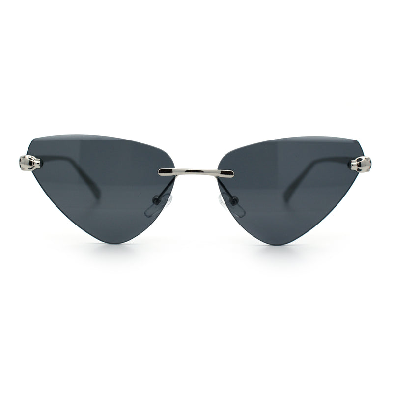 Luxury Gangster Rimless Cat Eye Jaguar Head Hinge Showy Sunglasses