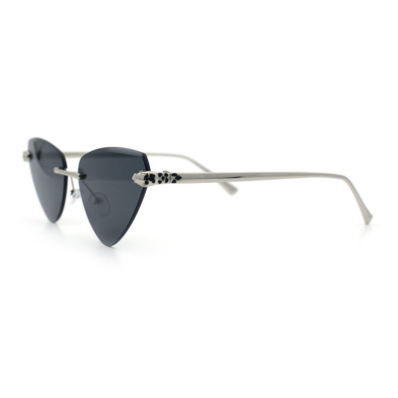 Luxury Gangster Rimless Cat Eye Jaguar Head Hinge Showy Sunglasses