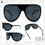 Super Oversized Wrap Around Curved Goggle Style Round Racer Sunglasses
