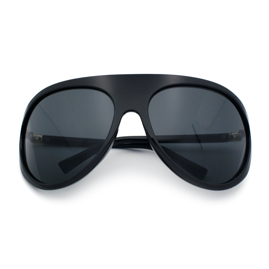 Super Oversized Wrap Around Curved Goggle Style Round Racer Sunglasses