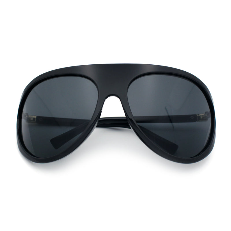 Super Oversized Wrap Around Curved Goggle Style Round Racer Sunglasses