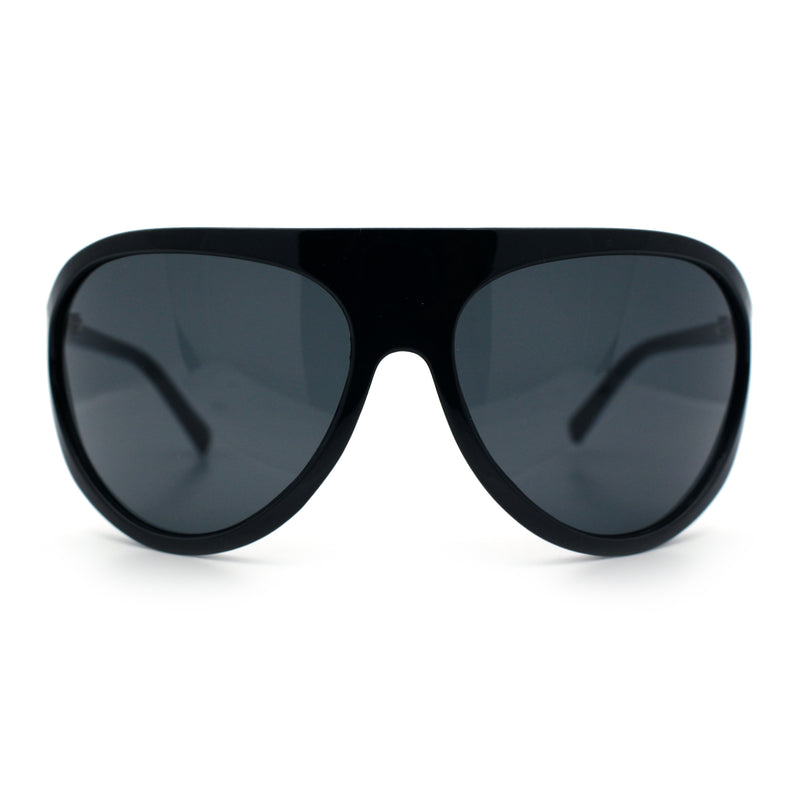 Super Oversized Wrap Around Curved Goggle Style Round Racer Sunglasses
