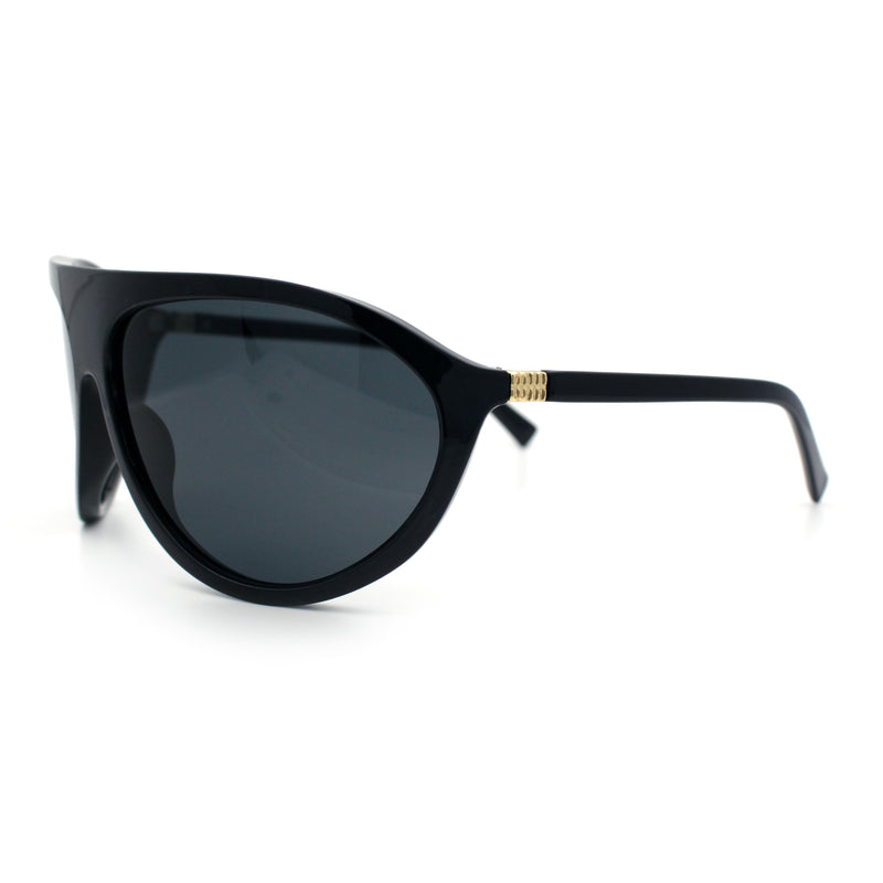 Super Oversized Wrap Around Curved Goggle Style Round Racer Sunglasses