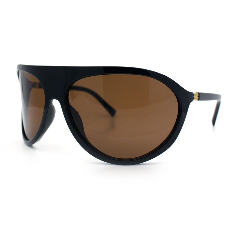 Super Oversized Wrap Around Curved Goggle Style Round Racer Sunglasses