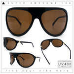 Super Oversized Wrap Around Curved Goggle Style Round Racer Sunglasses