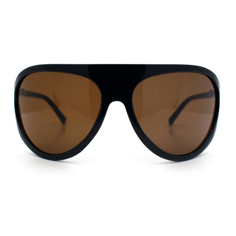 Super Oversized Wrap Around Curved Goggle Style Round Racer Sunglasses