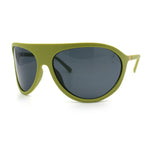 Super Oversized Wrap Around Curved Goggle Style Round Racer Sunglasses
