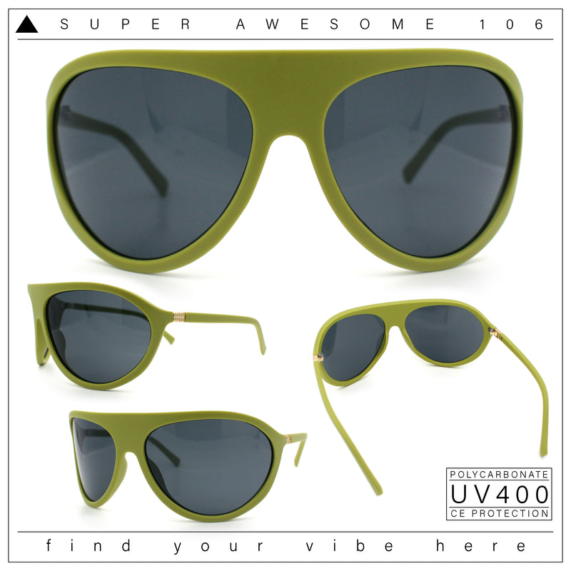 Super Oversized Wrap Around Curved Goggle Style Round Racer Sunglasses