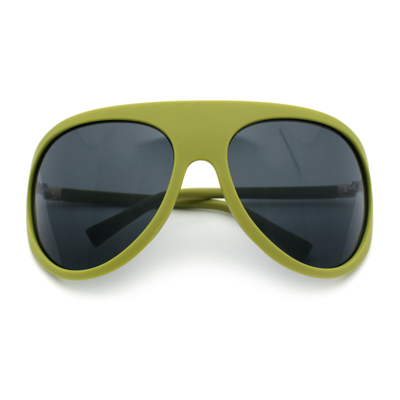Super Oversized Wrap Around Curved Goggle Style Round Racer Sunglasses