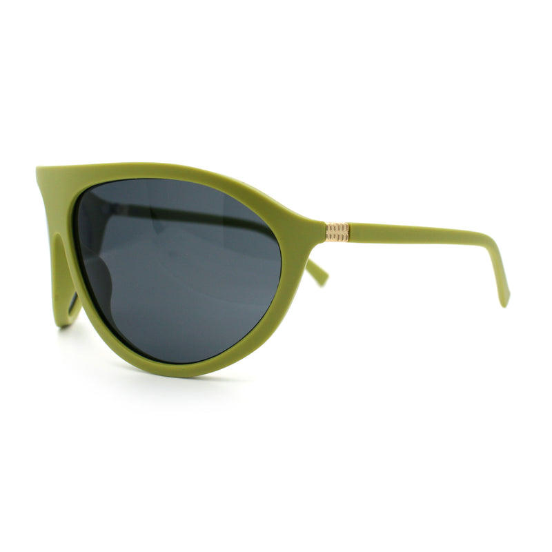 Super Oversized Wrap Around Curved Goggle Style Round Racer Sunglasses