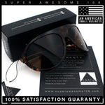 Super Oversized Wrap Around Curved Goggle Style Round Racer Sunglasses
