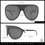 Super Oversized Wrap Around Curved Goggle Style Round Racer Sunglasses