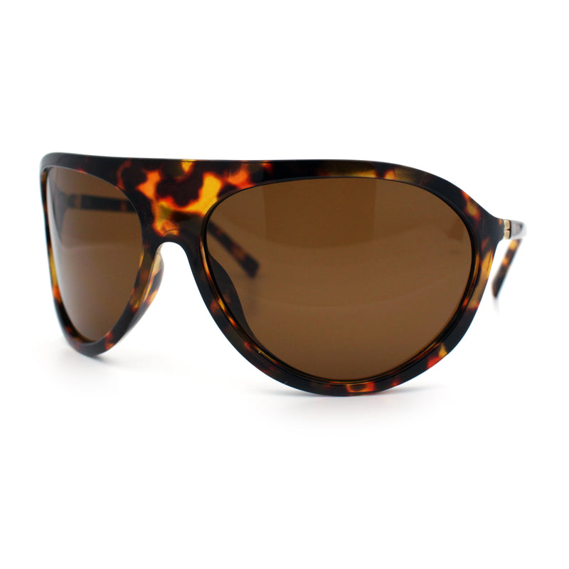 Super Oversized Wrap Around Curved Goggle Style Round Racer Sunglasses