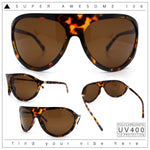 Super Oversized Wrap Around Curved Goggle Style Round Racer Sunglasses
