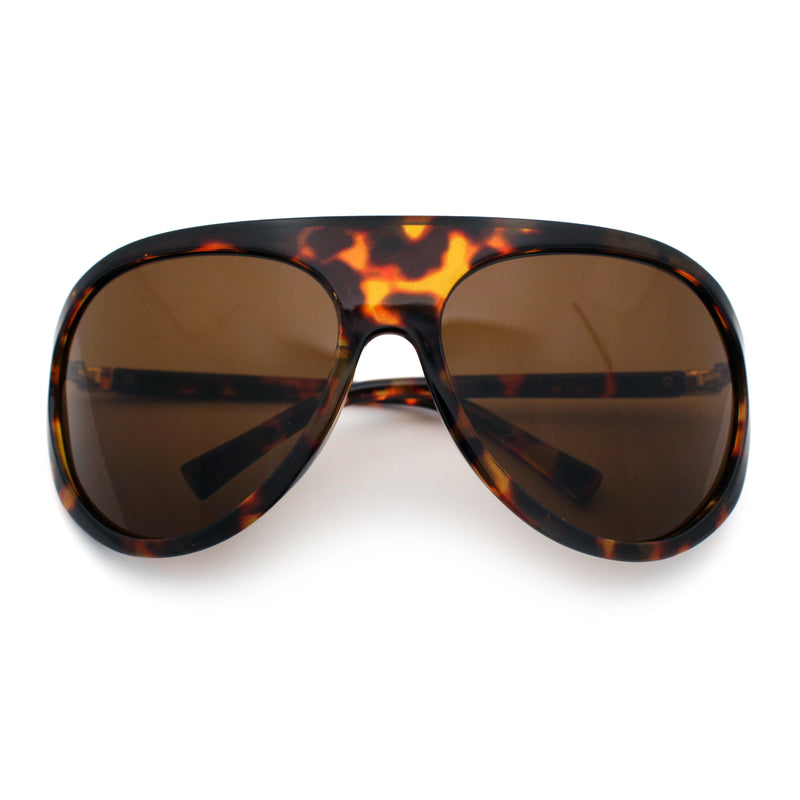 Super Oversized Wrap Around Curved Goggle Style Round Racer Sunglasses