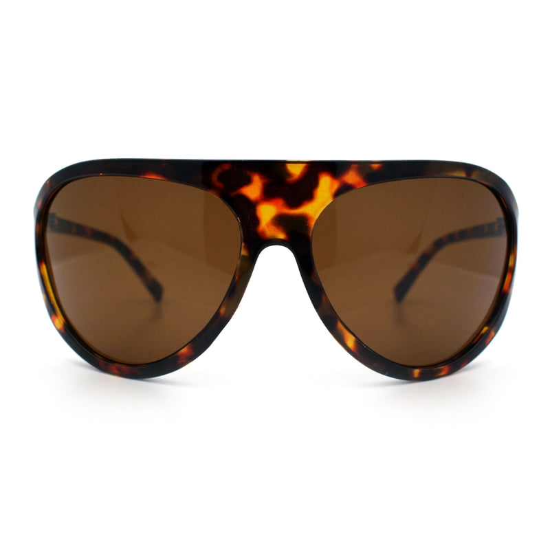 Super Oversized Wrap Around Curved Goggle Style Round Racer Sunglasses