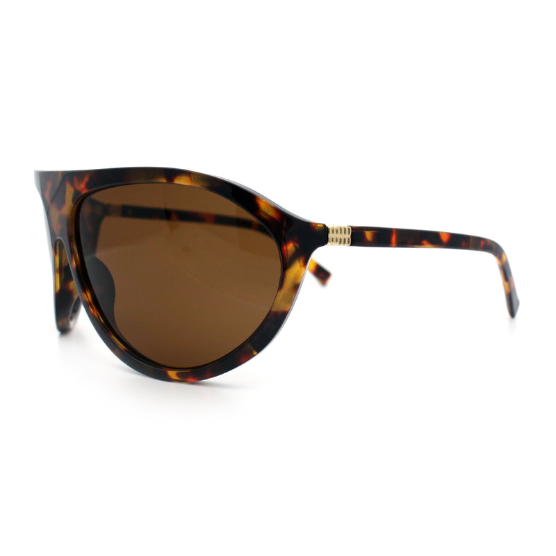Super Oversized Wrap Around Curved Goggle Style Round Racer Sunglasses
