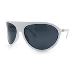 Super Oversized Wrap Around Curved Goggle Style Round Racer Sunglasses