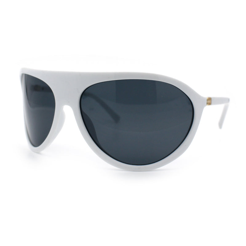 Super Oversized Wrap Around Curved Goggle Style Round Racer Sunglasses