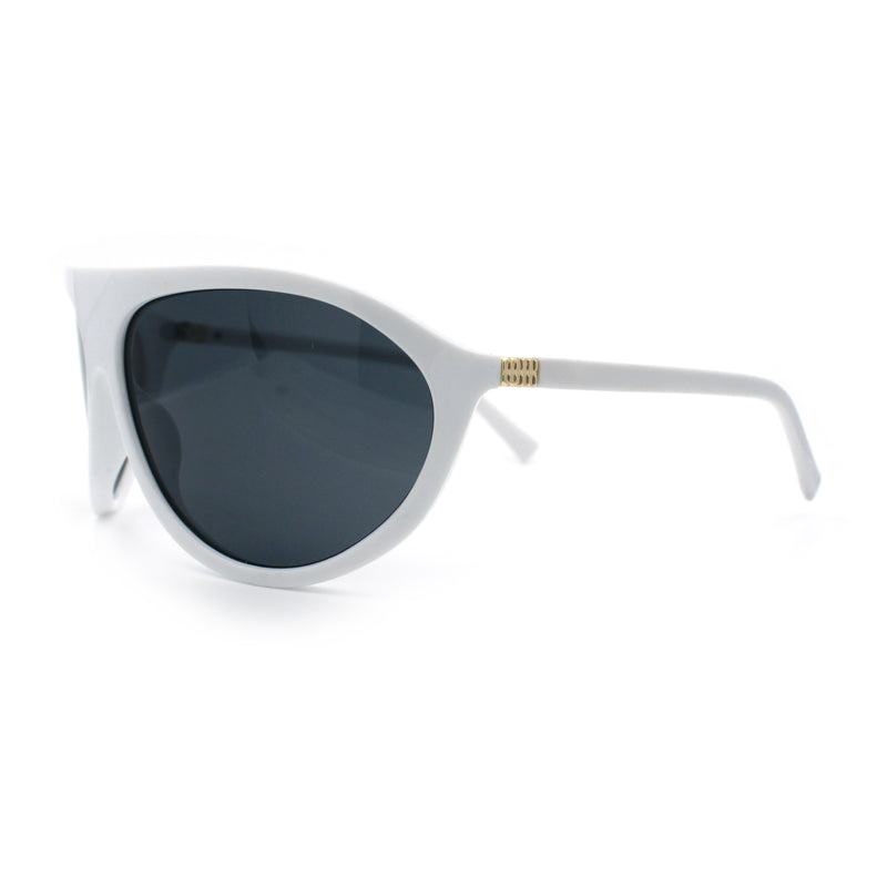 Super Oversized Wrap Around Curved Goggle Style Round Racer Sunglasses