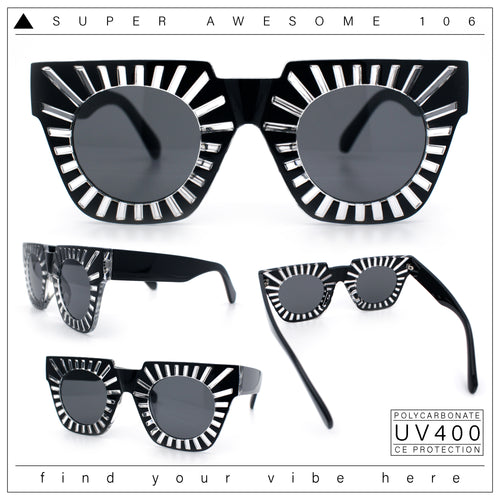 Womens Art Nouveau Deco Thick Plastic Horn Rectangle Sunglasses