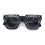 Womens Art Nouveau Deco Thick Plastic Horn Rectangle Sunglasses