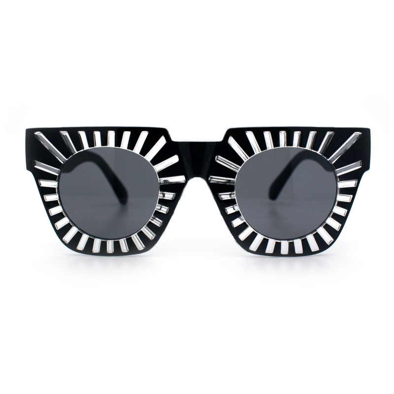 Womens Art Nouveau Deco Thick Plastic Horn Rectangle Sunglasses