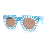 Womens Art Nouveau Deco Thick Plastic Horn Rectangle Sunglasses