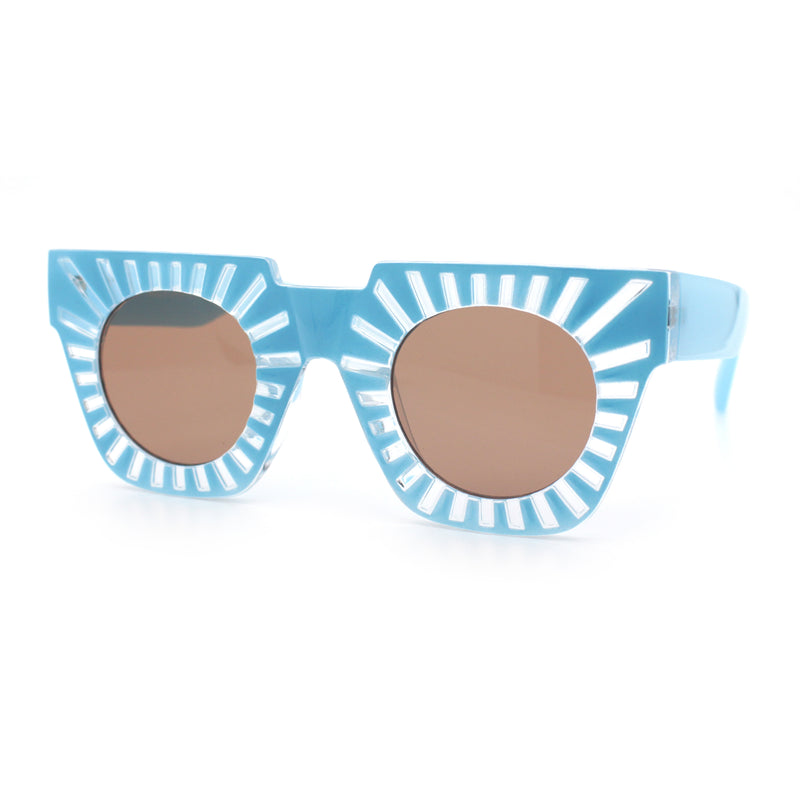 Womens Art Nouveau Deco Thick Plastic Horn Rectangle Sunglasses