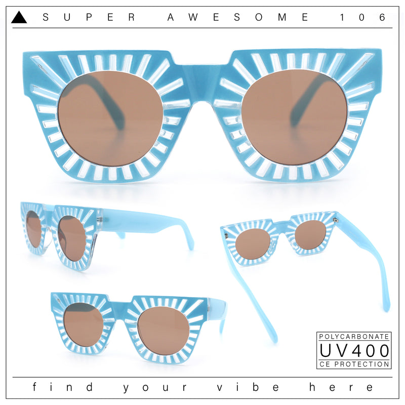 Womens Art Nouveau Deco Thick Plastic Horn Rectangle Sunglasses